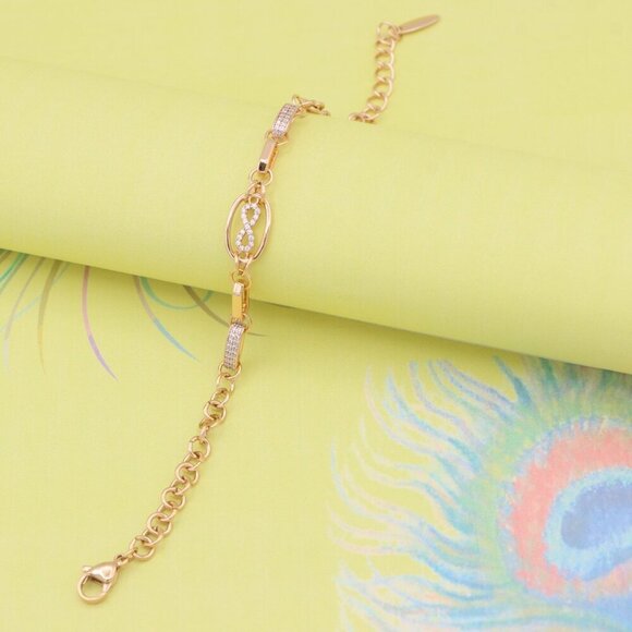 "Rose Gold Infinity Link Bracelet with Adjustable Chain, XPBL0930 - Picture 6 of 12